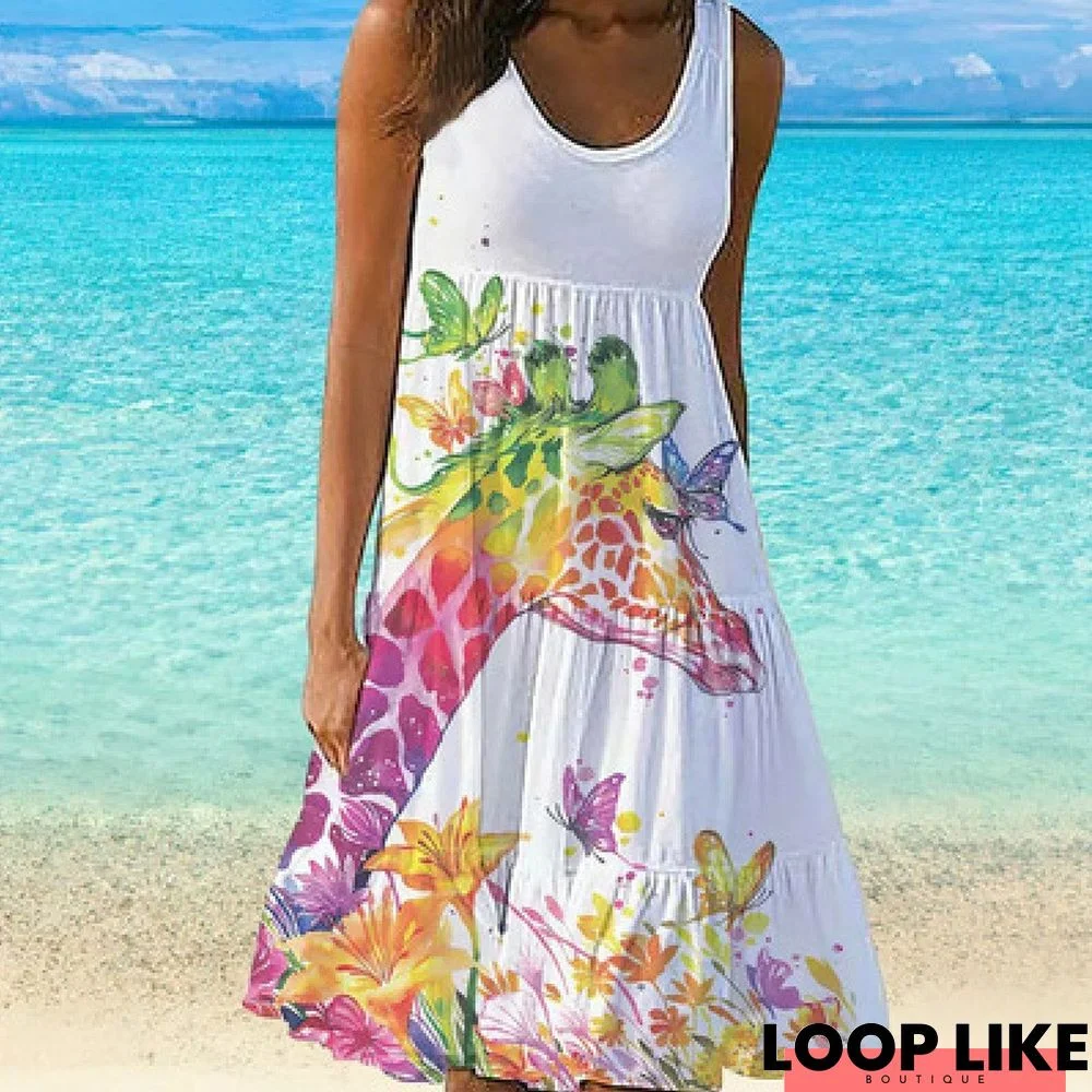 Beach Skirt Print Women's A-Line Skirt Dress