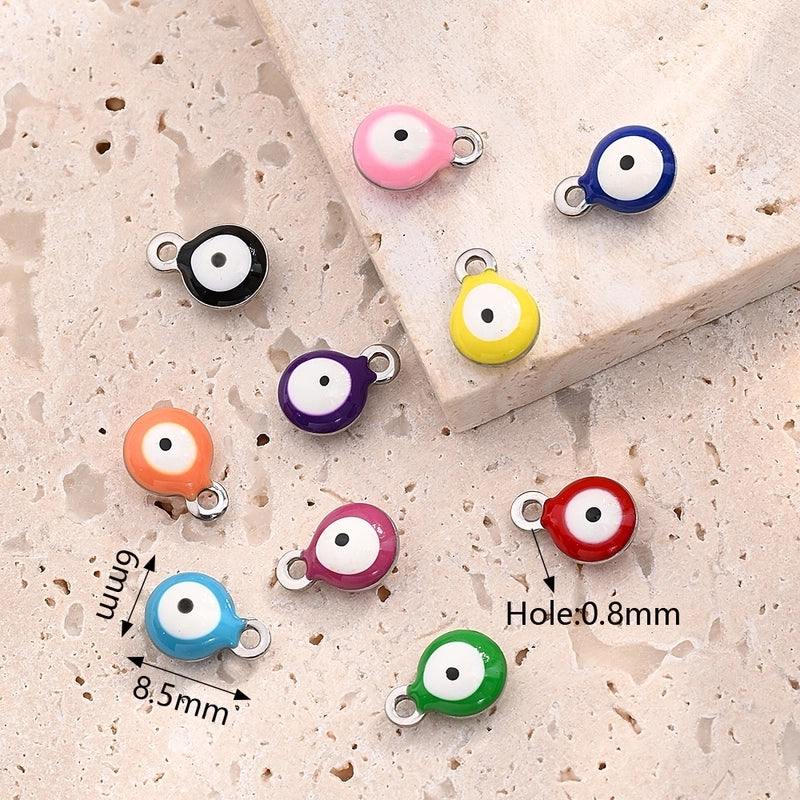 50 Pcs/Package 8.5x6mm Hole Under 1mm 304 Stainless Steel Eye Simple Polished Pendant Jewelry Accessories