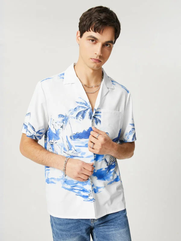 Aonga - Mens Beach Coconut Print Short Sleeve ShirtJ