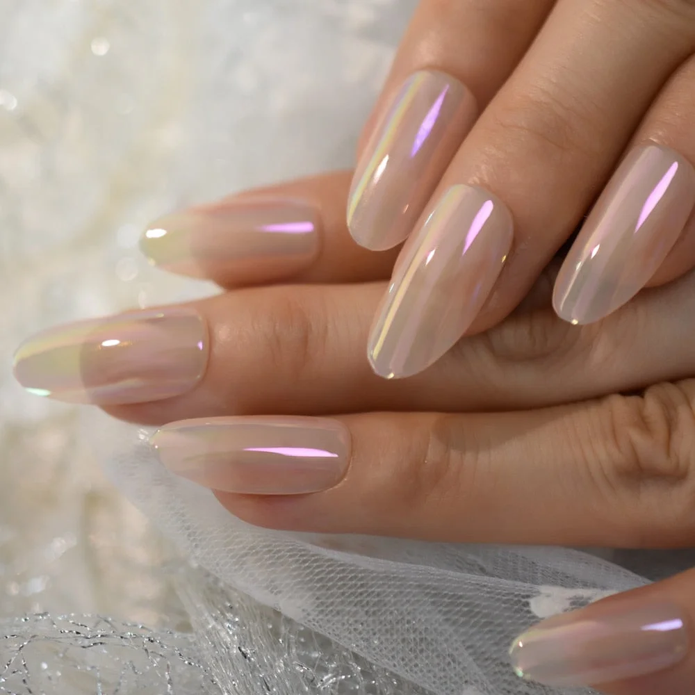 Squoval Short Size Charming Lovely Fake Nails Nude Pink Pudding Smooth Supple Fake Nails UV Press On Nails Gel lovely charms-Nail Inspo