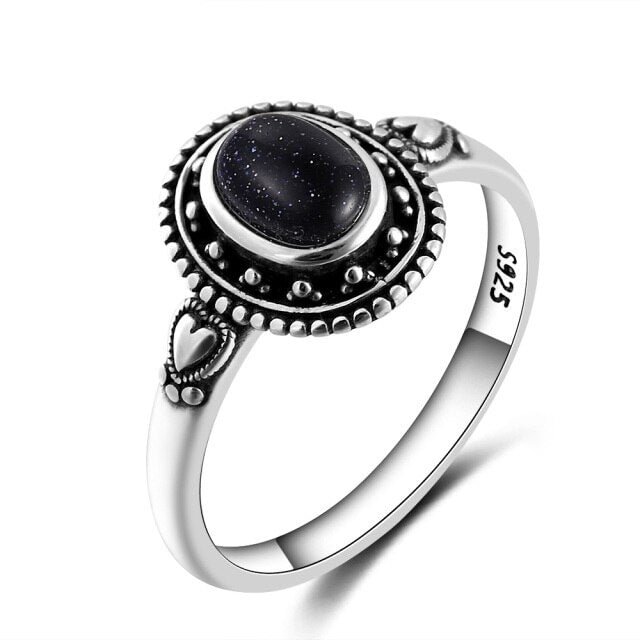 YOY-Blue Sandstone Ring 925 Sterling Silver Ring