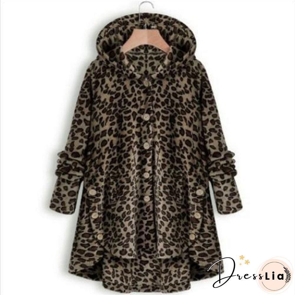 Warm Womens jacket Autumn & Winter Casual Decoration Fleece Hooded Coat Loose Fit Soft