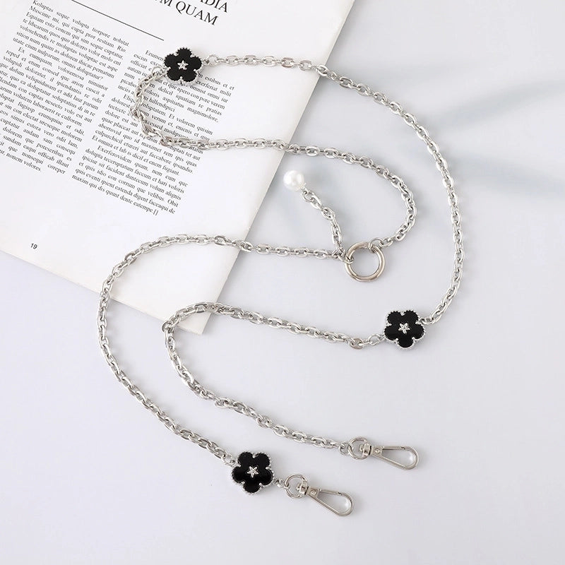 IG Style Sweet Minimalist Flower Metal Inlay Pearl Shell Mobile Phone Lanyard