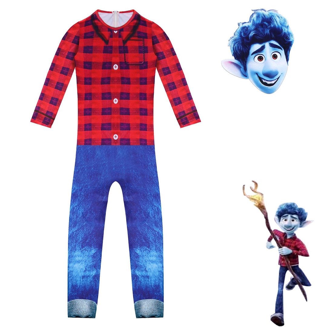 Onward Red Plaid Jumpsuit Cosplay Costume for Kids Boys Halloween