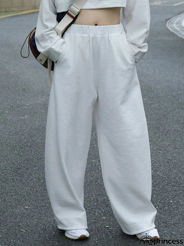 Casual Wide Leg Loose Solid Color Pants