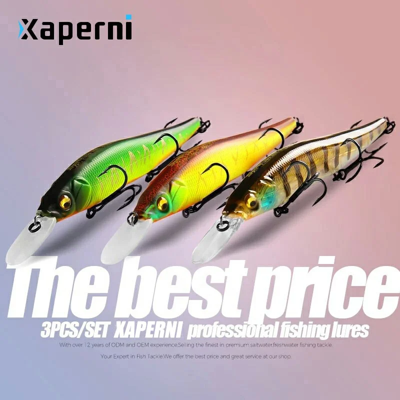 Xaperni 3pcs per set 110mm 14g  hot model fishing lures hard bait quality professional minnow depth1.8m Fishing Tackle