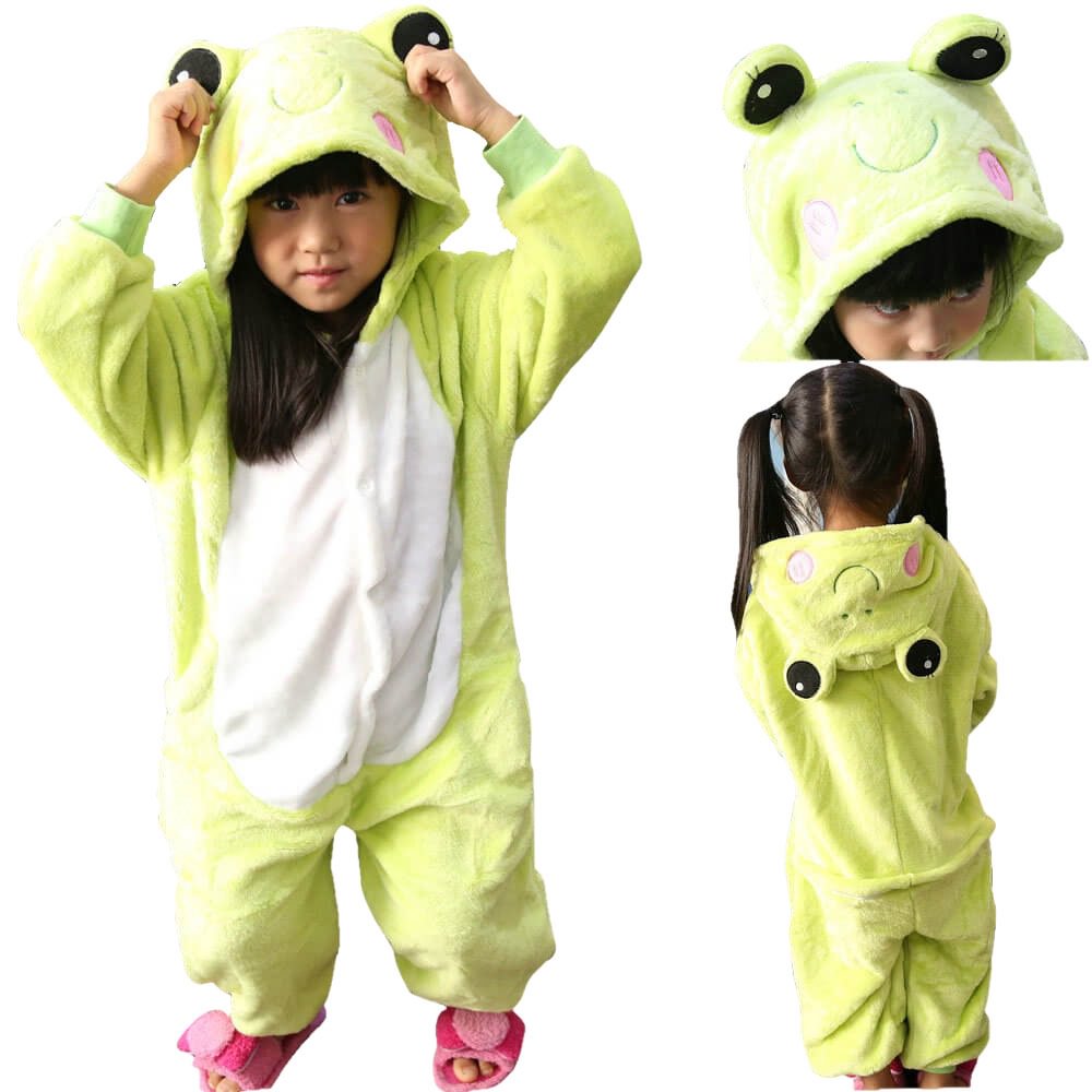 Kids Onesies Hoodie Frog Animal Pajamas Kigurumi Costume-Pajamasbuy