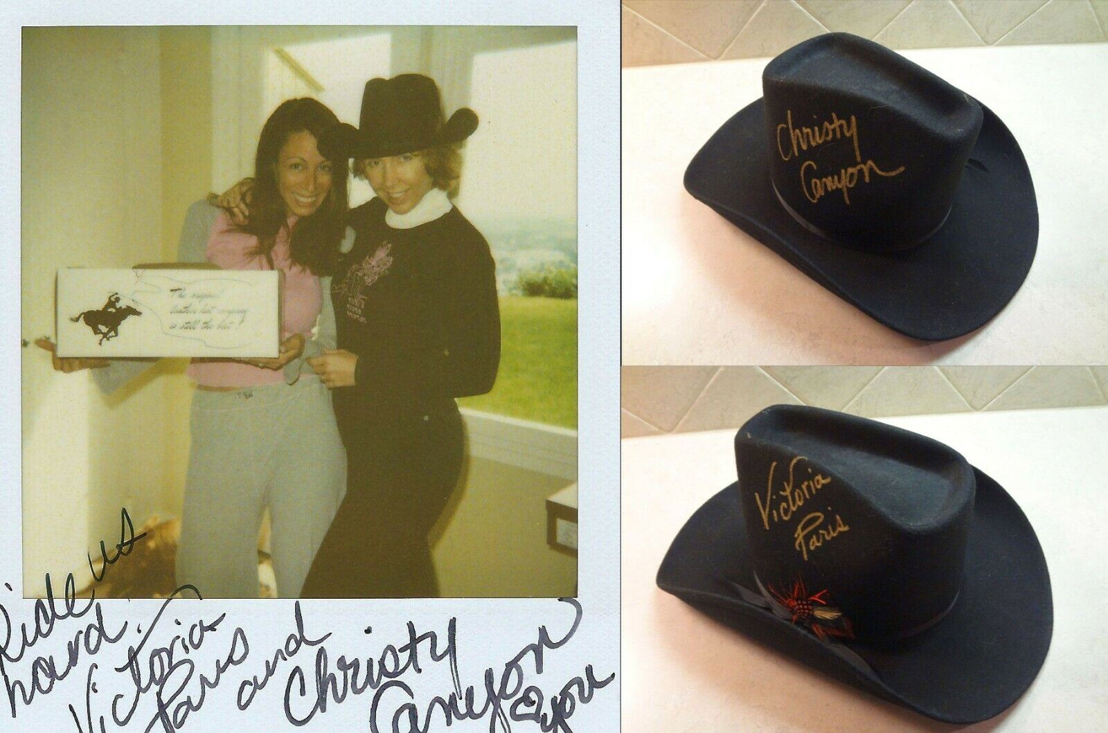 Christy Canyon & Victoria Paris Stage Used Signed Hat w/Proof Pic