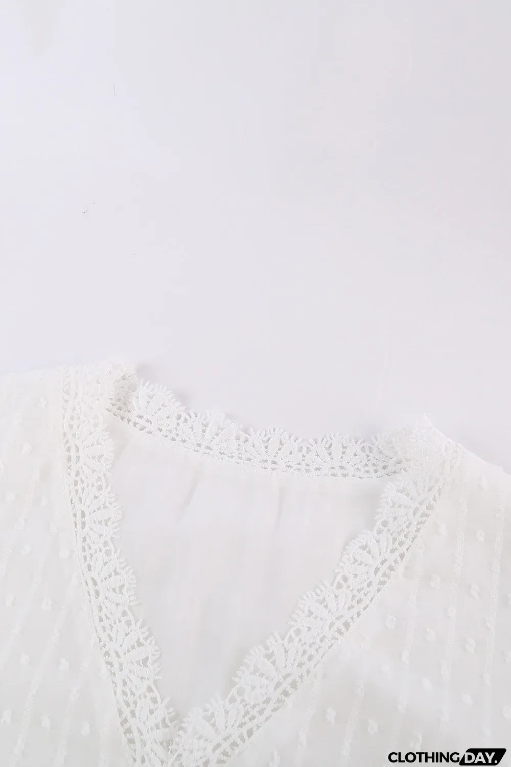 Elegant V-Neck Swiss Dot Lace Blouse