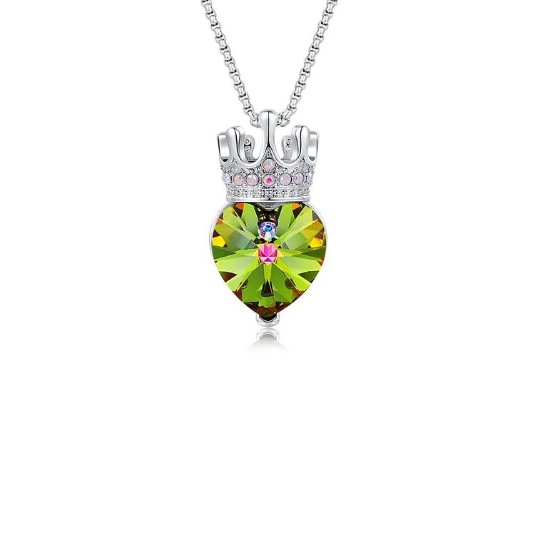 For Daughter - S925 Straighten Your Crown Crystal Love Crown Necklace