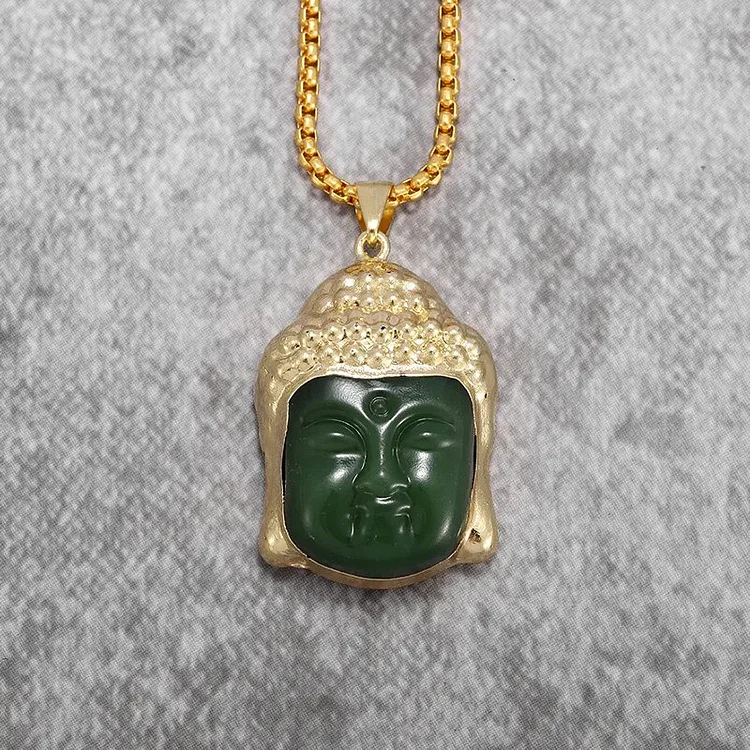 Classic Chinese Style Three-Color Buddha Statue Prayer Necklace Pendant-VESSFUL