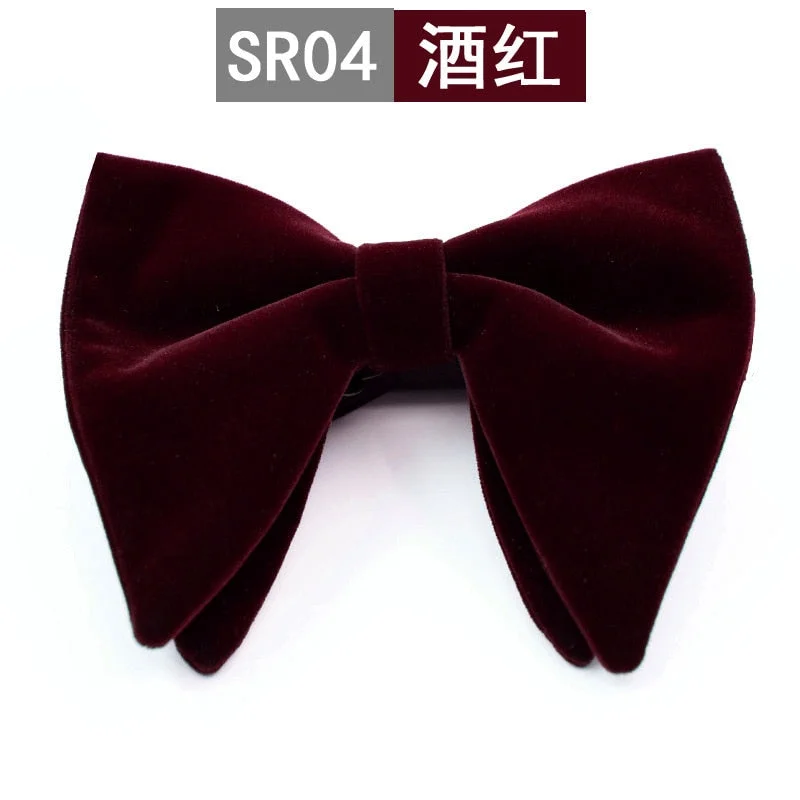 New Fashion Velvet Big Bowties for Women Mens Groom Wedding Bow Tie Skinny Solid Color Gravatas Slim Black Cravat Accessories