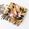 Yellow Pink Flower Autumn Winter Shawl Scarf