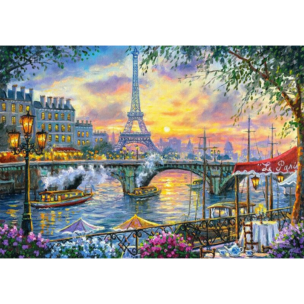 Eiffel Tower 50*35cm(canvas) full round drill diamond painting