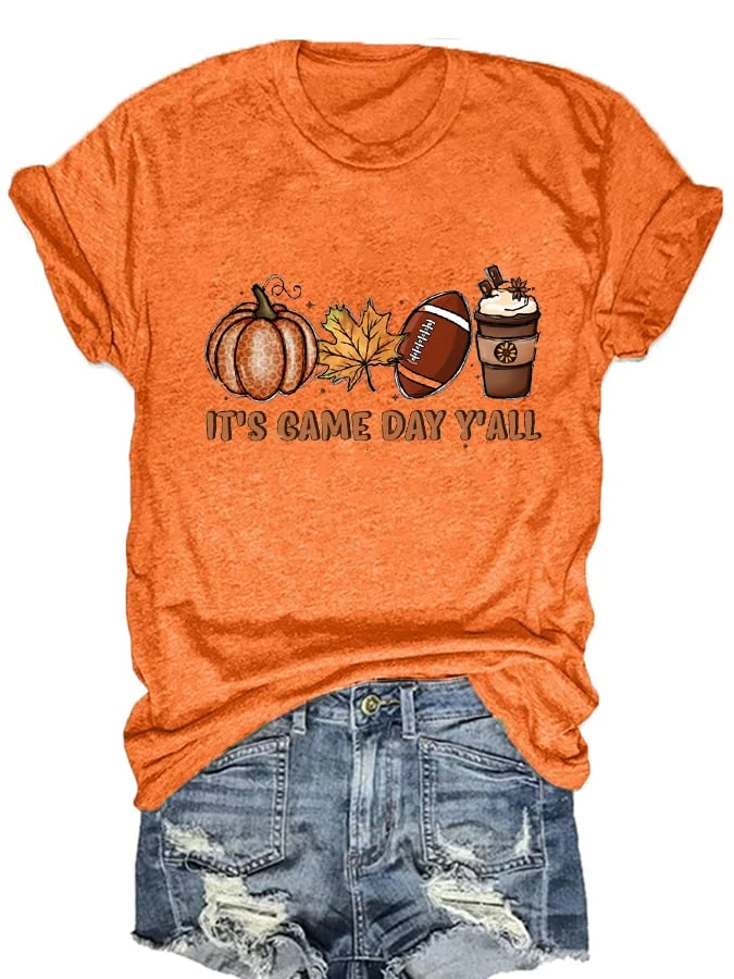 🔥Buy 3 Get 10% Off🔥Women'S It's Game Day Y'all Football Print T-Shirt