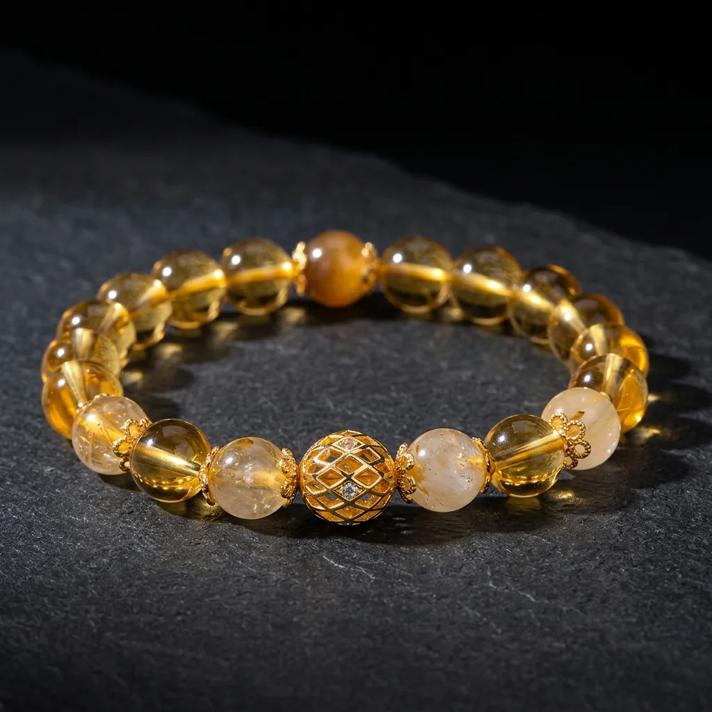 JiStones Golden Radiance - Natural Citrine & Golden Tiger Eye Prosperity Bracelet Classic Prosperity - 8mm Citrine