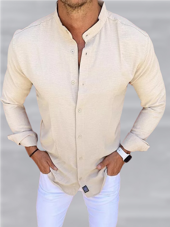 Sporty Elegant Men's Shirt Beige Color