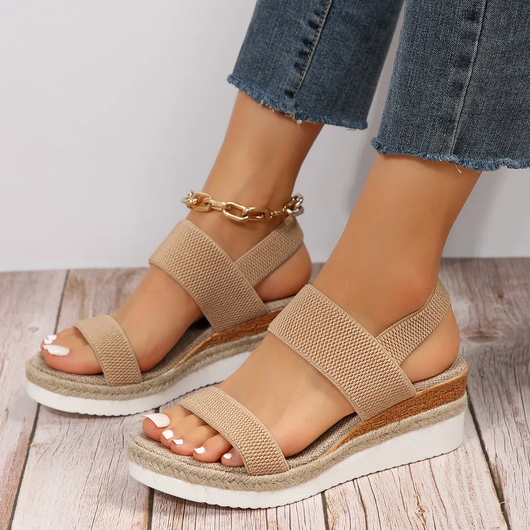 Breakj Breakj Slope Heel Sandals Women 2025 Summer New Fish Mouth Tight Feet Thick-Soled Sandals