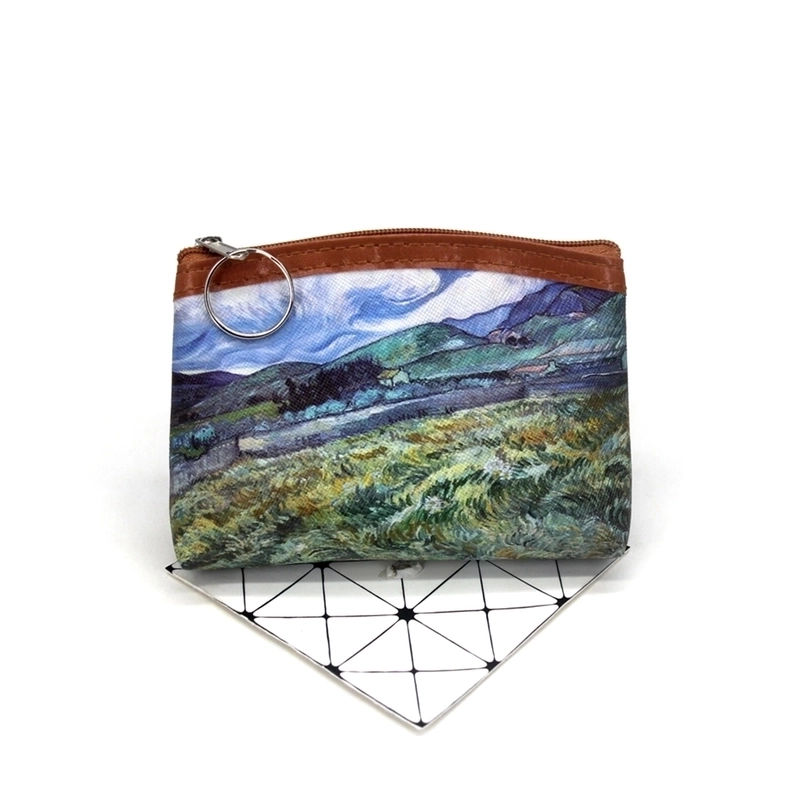 Women’s Oil Painting Pu Leather Zipper Coin Purses