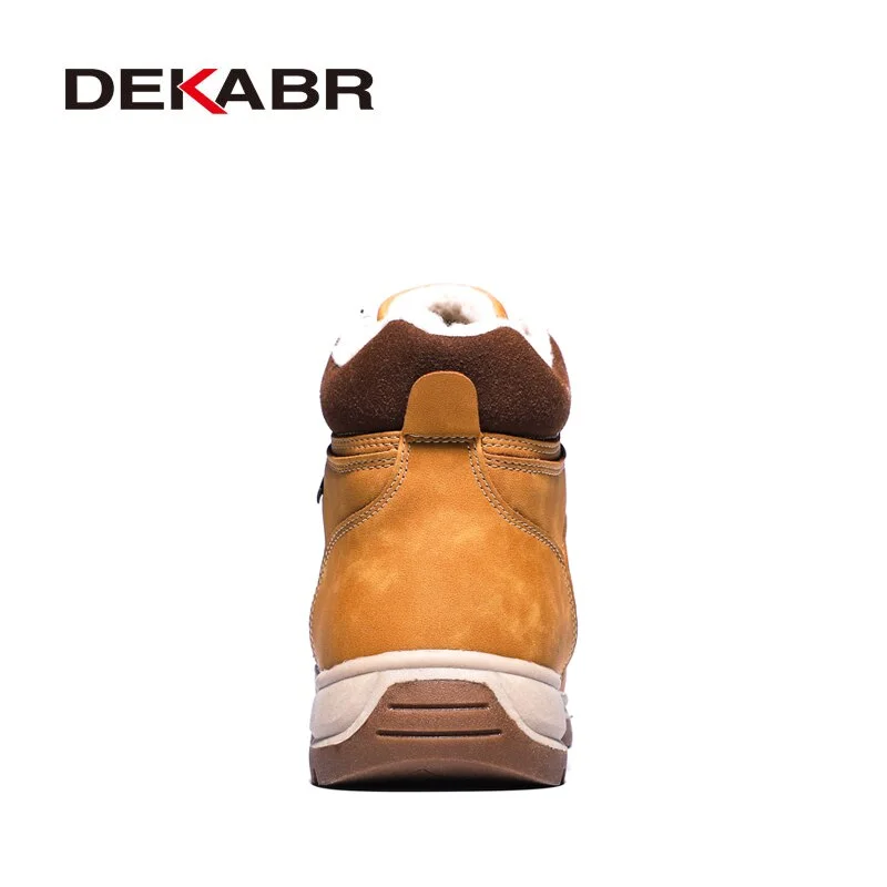 DEKABR Brand Genuine Leather Autumn Winter Warm Fur Classic Snow Boots Male Motorcycle Boots Men Warm Ankle High Top Men's Boots