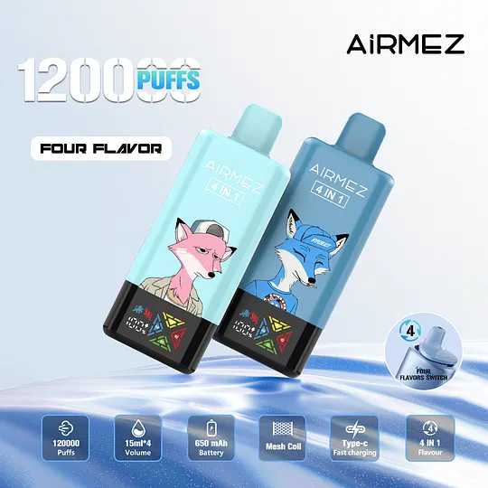 Airmez Fox 120K Puffs 4 in 1 Disposable Vape | Bulk Wholesale