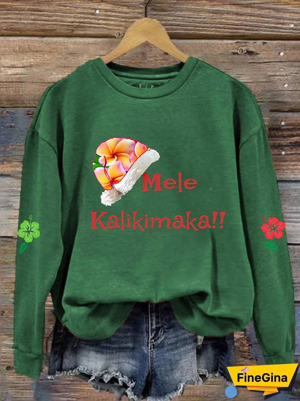 Women's Hawaiian Christmas Mele Kalikimaka Hibiscus Sweatshirt
