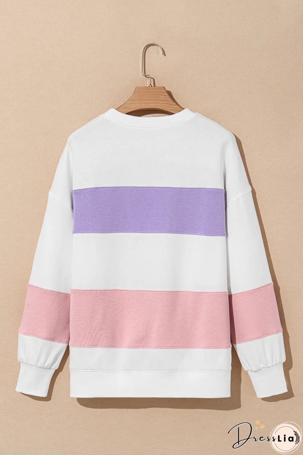 Color Block Round Neck Long Sleeve Sweatshirt