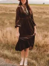 Docenin™Western Gorgeous Velvet Vintage Dress