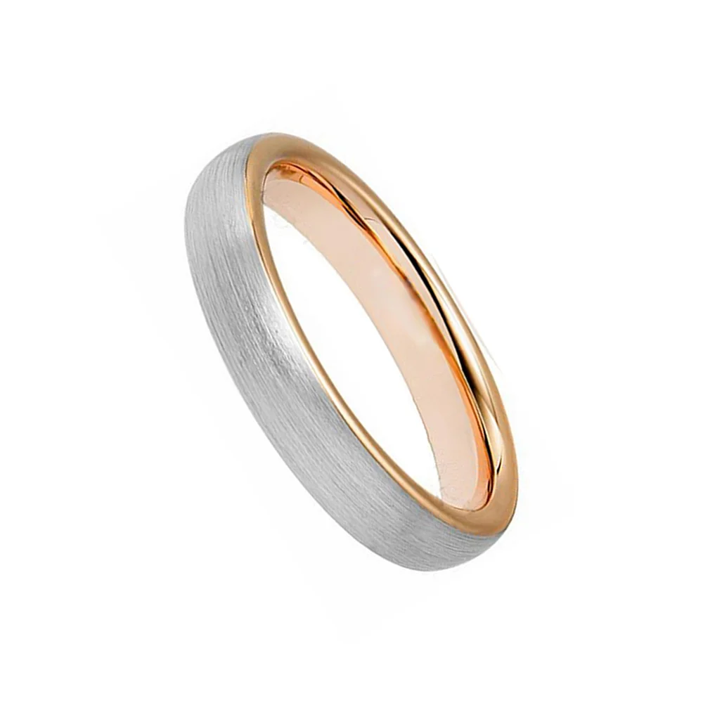 4MM 6MM 8MM Rose Gold Domed Brushed Tungsten Carbide Rings Couple Wedding