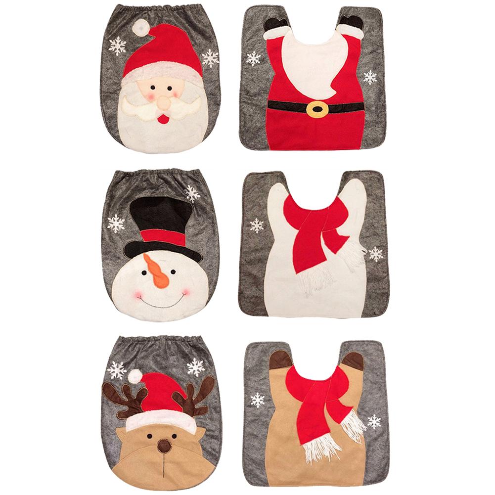 

2pcs/Set Toilet Foot Pad Seat Lid Cover Rug Xmas Decor Bathroom Accessories, Toilet seat cushion-a, 501 Original