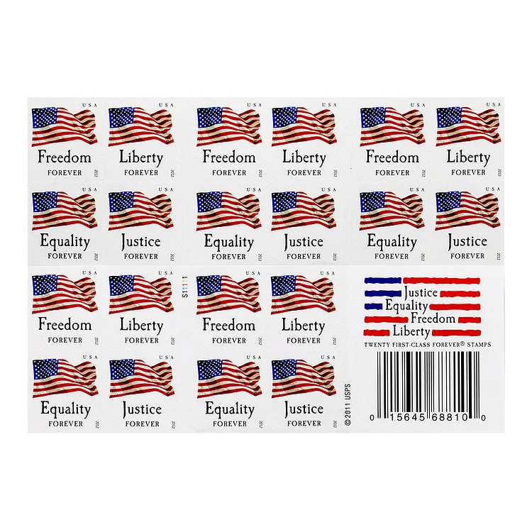 2012 USPS Forever Stamps "Four Flags" Flag and "Equality"