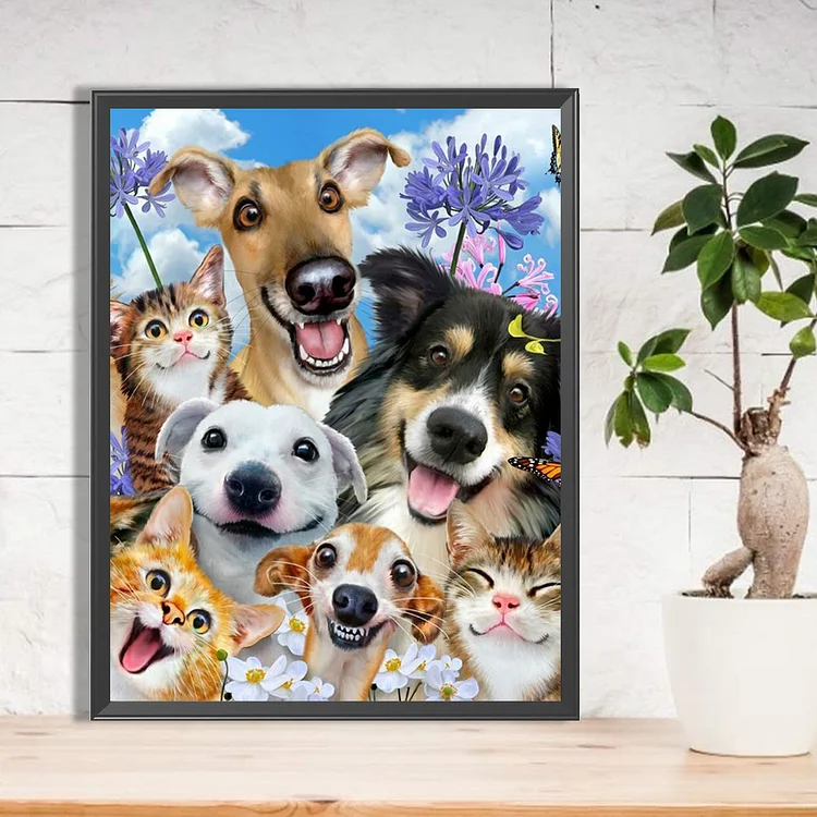 Full Round Drill Diamond Painting -Happy Dog Family - 30*40cm