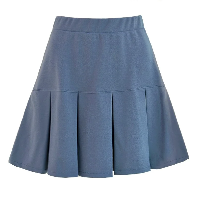 Women High Waist Pleated Skirts Slimming Fall Spring Summer Bottoms Clothes Solid Casual Sweet Ladies Sweet A-Line Mini Skirt