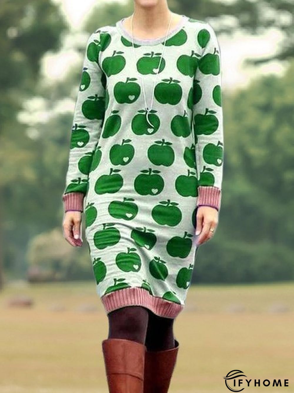 Casual Printed Knitting Dress | IFYHOME