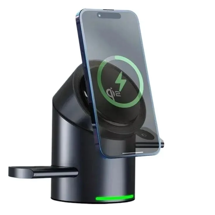 Qi2 Certified Touch Rotation 3-in-1 Wireless Charger, Compatible with Apple MagSafe for Fast Charging iPhone, AirPods, and Apple Watch