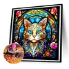Stained Glass Cat - Full Round Drill Diamond Painting