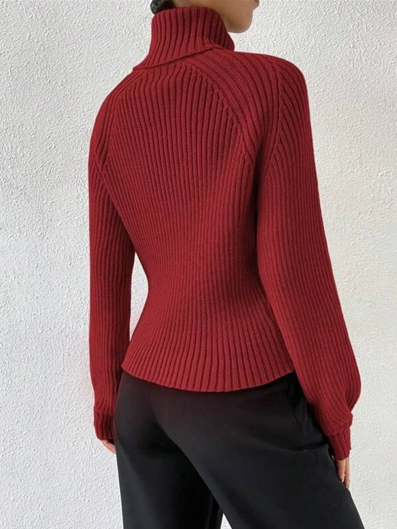 Athvotar Athvotar And Winter New Loose Thin High-Necked Shoulder Sleeve Knitted Sweater Woman
