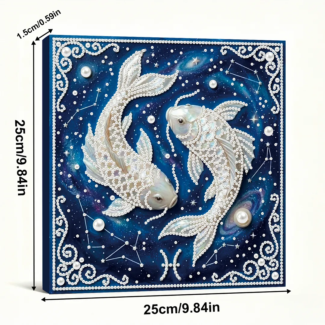 Pisces - DIY Pearl Diamond Art Kit With Frame 25*25cm