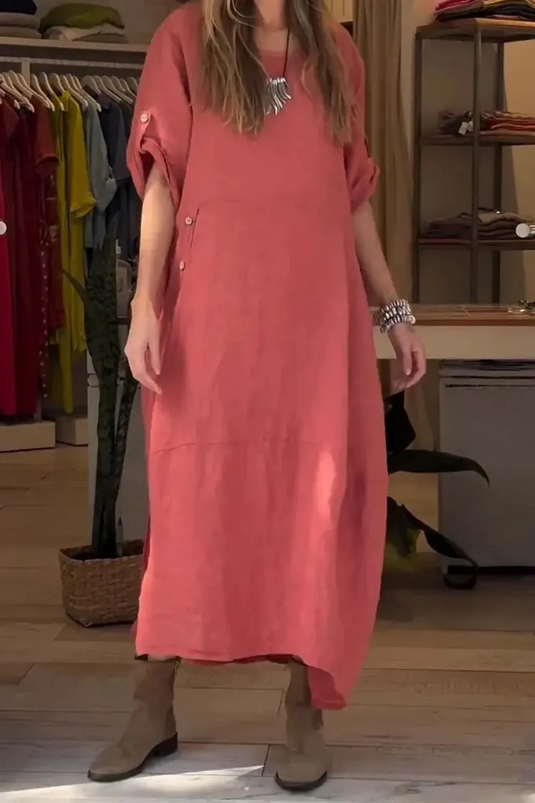 Full Size Relaxed Fit Short Sleeves Dress Plus Size