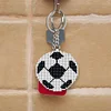 DIY Full Beads Football Printed Cross Stitch Embroidery Keychains Pendants
