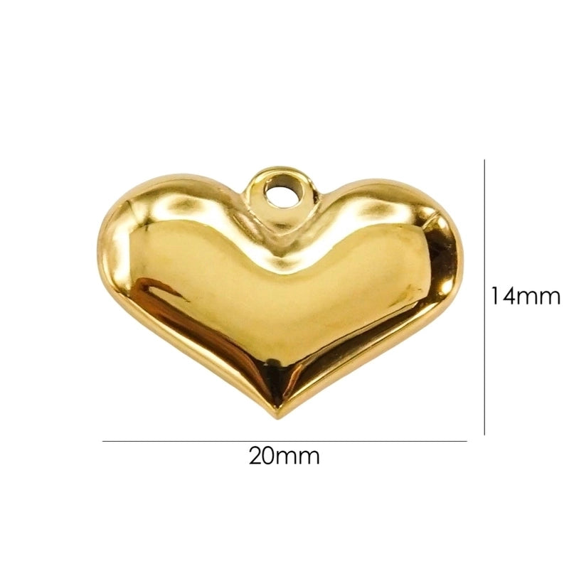 10 Pcs/Package 304 Stainless Steel 14K Gold Plated Heart Shape Pendant