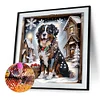 Chiot En Hiver Neige Sp&eacute;ciale Forme Diamant Peinture-30 * 30CM