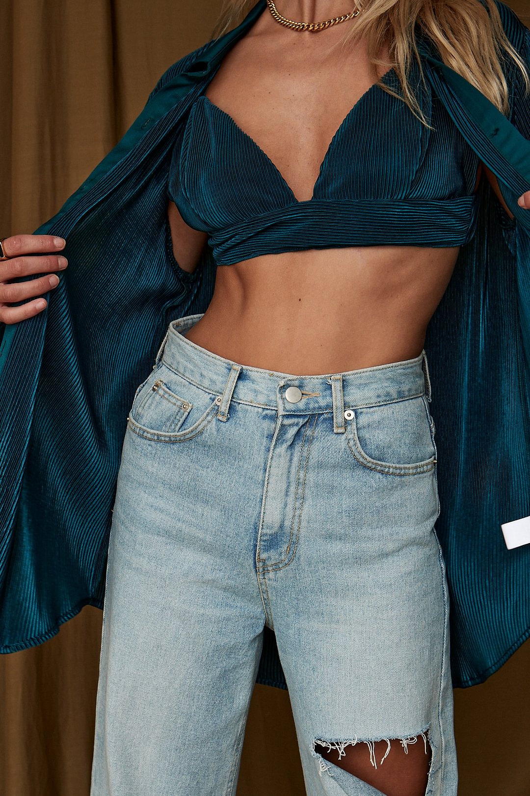 Camden Emerald Pleated Bralette