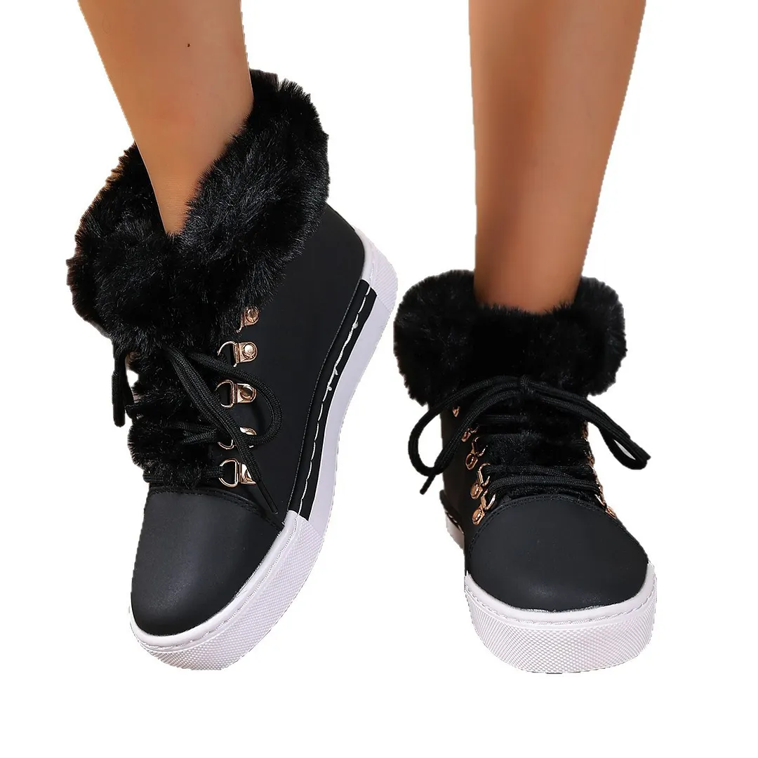 Breakj Breakj Winter Short-Singue Long-Haired Snow Boots Large-Size Edge Plus Velvet Martin Boots