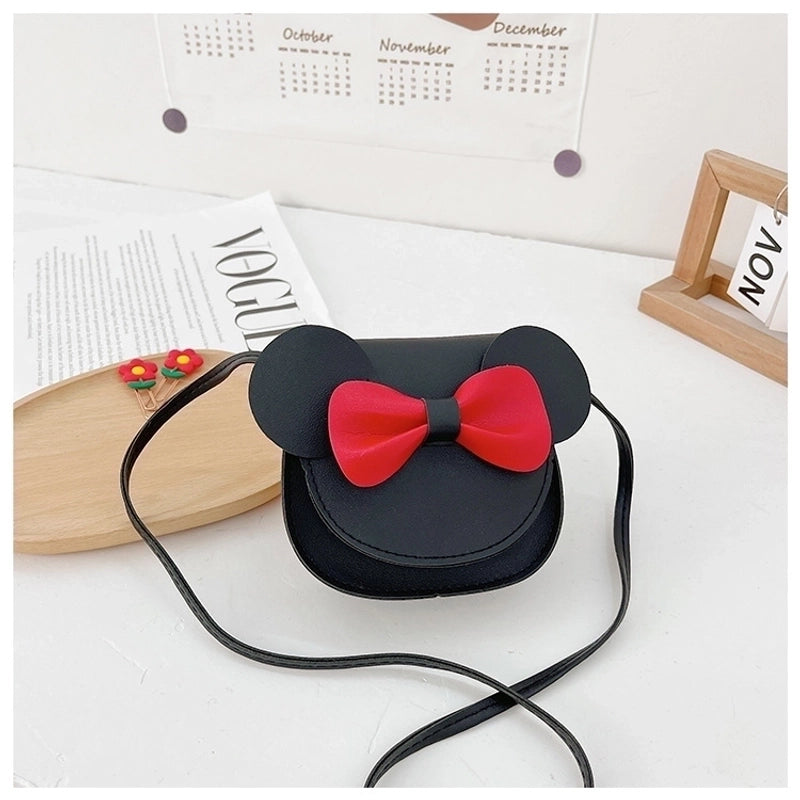 Women’s Small Pu Leather Solid Color Bow Knot Cute Round Flip Cover Crossbody Bag