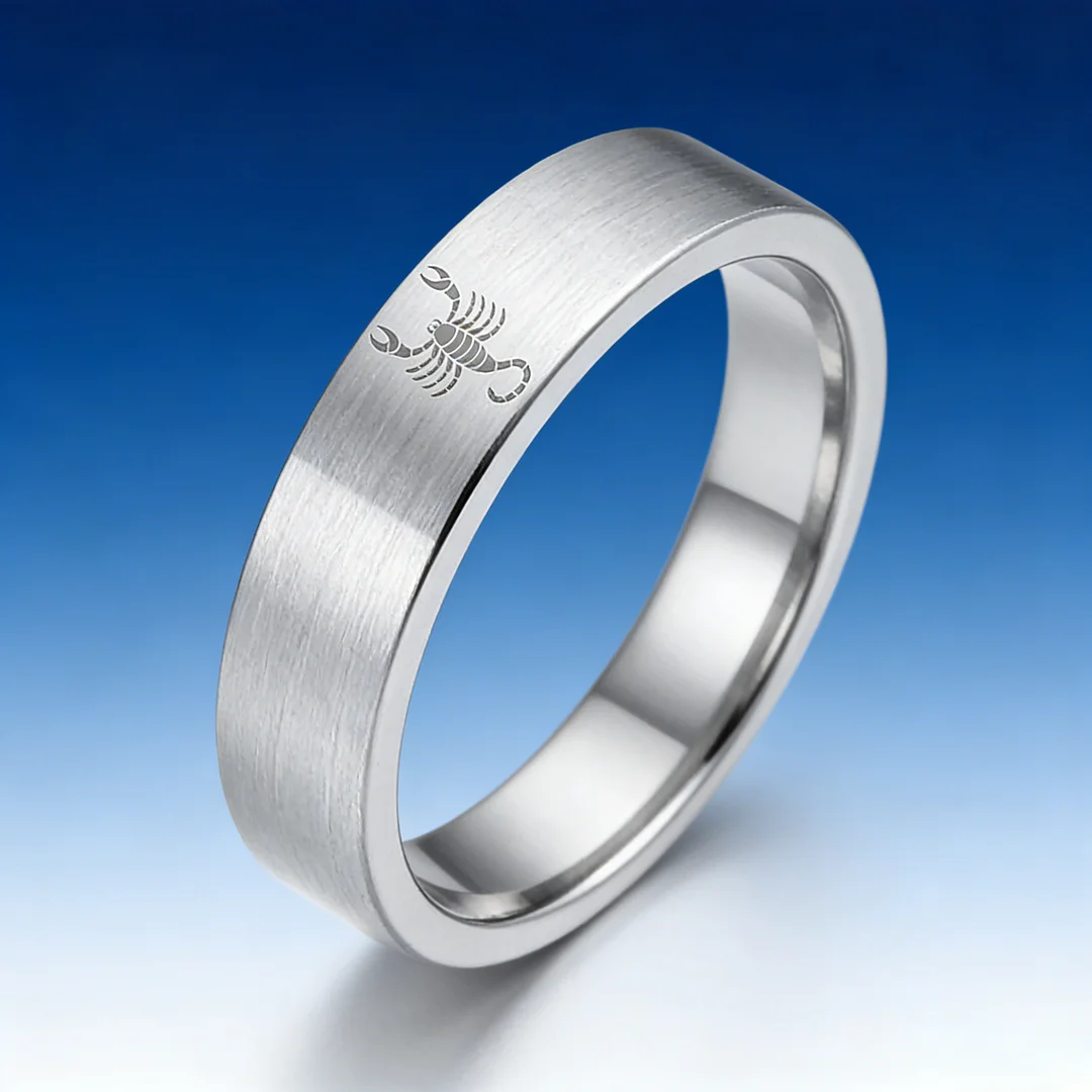 Wedding Fashion Sliver Scorpio Tungsten Ring and Flat Edge Comfort Fit for Men and Women 4MM 6MM 8MM Width