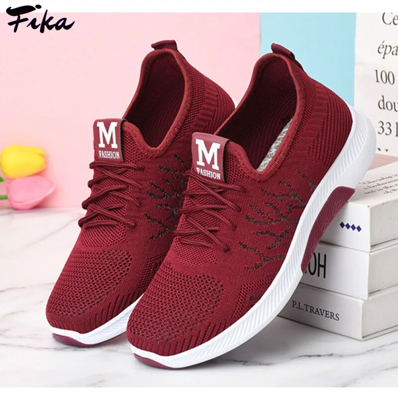 Shoes for Women Summer Breathable Mesh Sneakers Lace-up Outdoor Casual Shoes for Women Flat Sport Running Shoes 4 Color Big Size