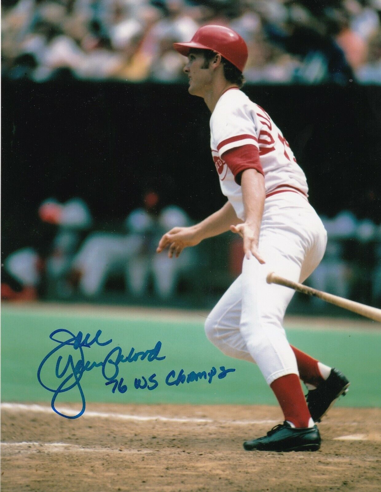 JOEL YOUNGBLOOD CINCINNATI REDS 1976 WS CHAMPS ACTION SIGNED 8x10