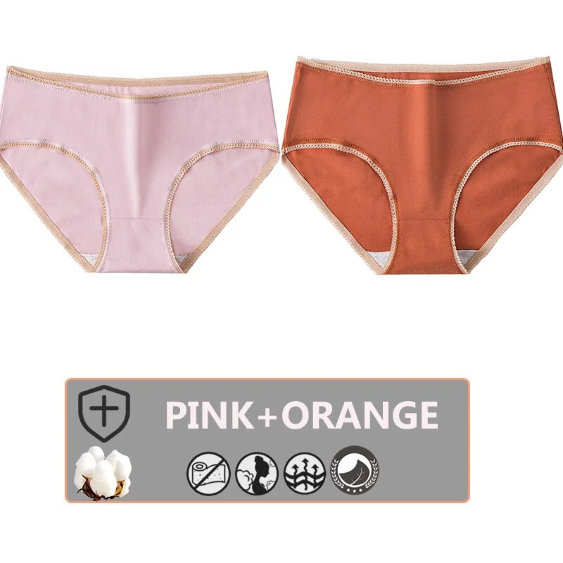 FINETOO 2PCS/Set Cotton Panties Women Sexy Underwear For Girl Lingerie Lady Cute 8 Solid Candy Colors Pantys Woman Female Briefs