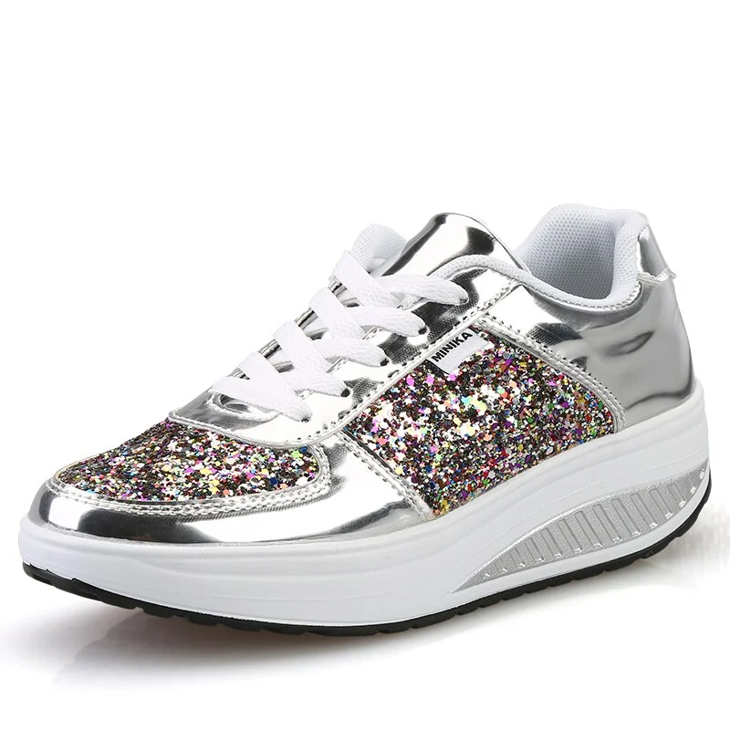 Qengg Women's Vulcanized Shoes Casual  Ladies  Sequins Shake Shoes Fashion Walking Girls Sport Womens Soft Shoes Sports